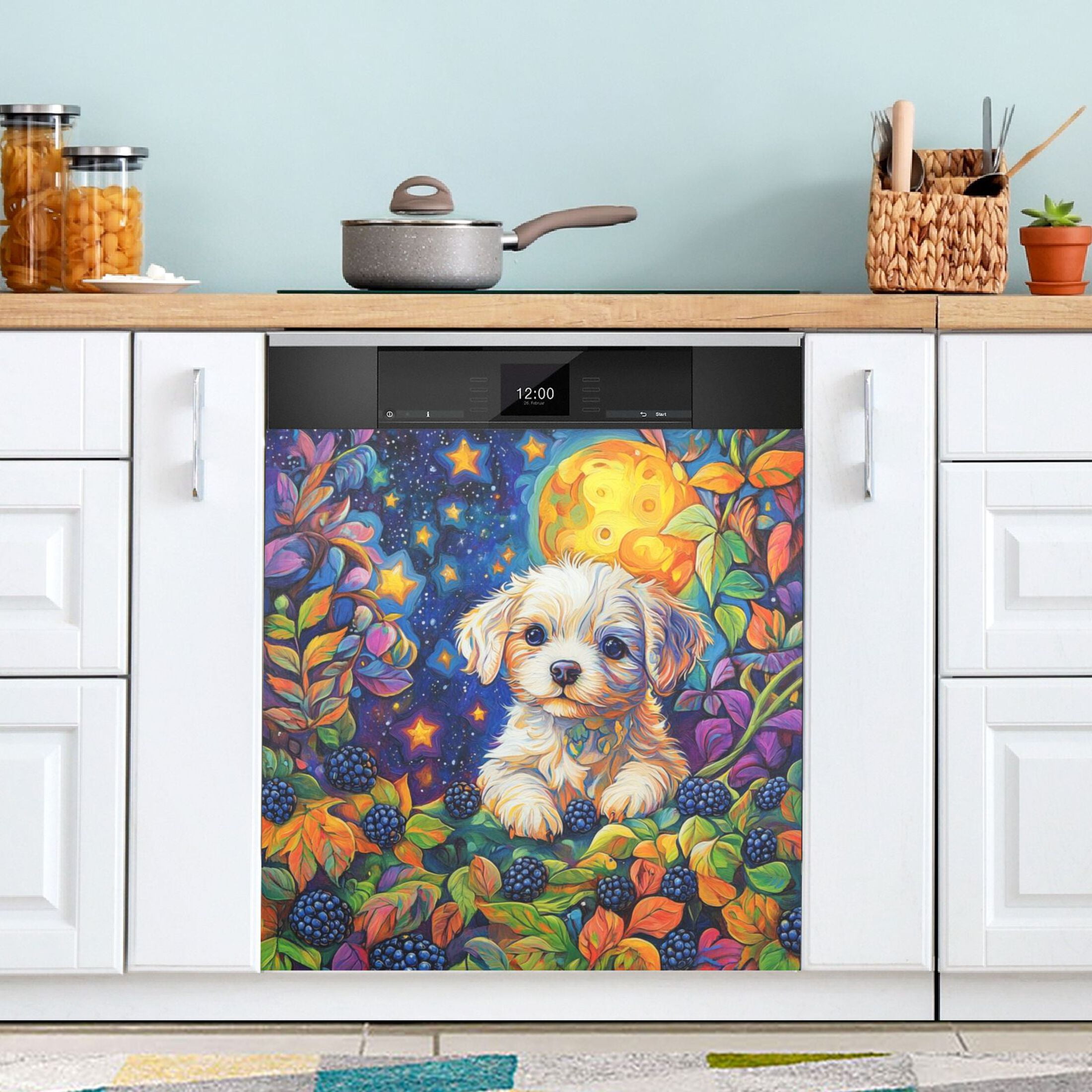 Dishwasher Magnetic Sticker 23x26 Inch Refrigerator Magnetic Sticker Washing Machine Magnetic Sticker Kitchen Panel Magnetic Sticker Home Decor Pretty White Dog