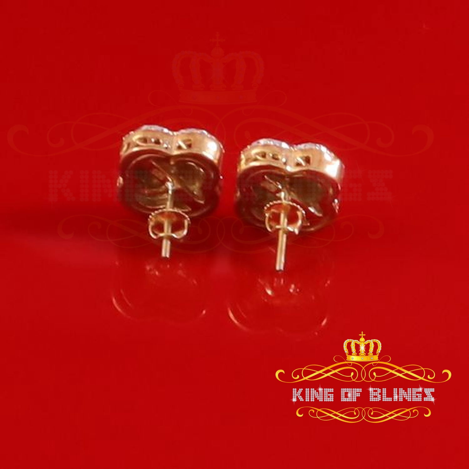 King of Bling's 925 Yellow Silver0.66ct VVS 'D' Moissanite Square Stud Earring Men's/Womens