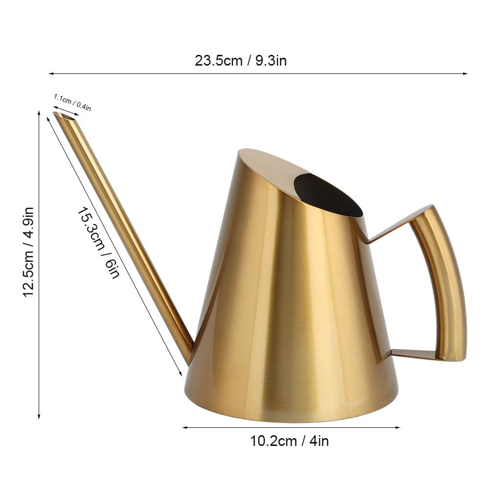 13.6 oz Watering Can Indoor Plants Stainless Steel Plant Waterer Watering Pot Sprinkle Pot Garden Flowers Plants Flower Tool Gold Watering Can with Long Spout (400ml) - 400ML/13.6OZ