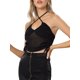 thumbnail image 4 of Top corto brillante INSPIRE CHIC para mujer, con cuello atado, sin mangas, transparente, sexy, para fiestas, color negro, talla M, 4 of 5