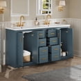 thumbnail image 2 of Euroco 60'' Bathroom Vanity with Ceramic Sink Combo,Solid Wood Frame Bathroom Storage Cabinet, Freestanding Vanity Set with 3 Drawers& Soft Closing Doors, 2 of 8
