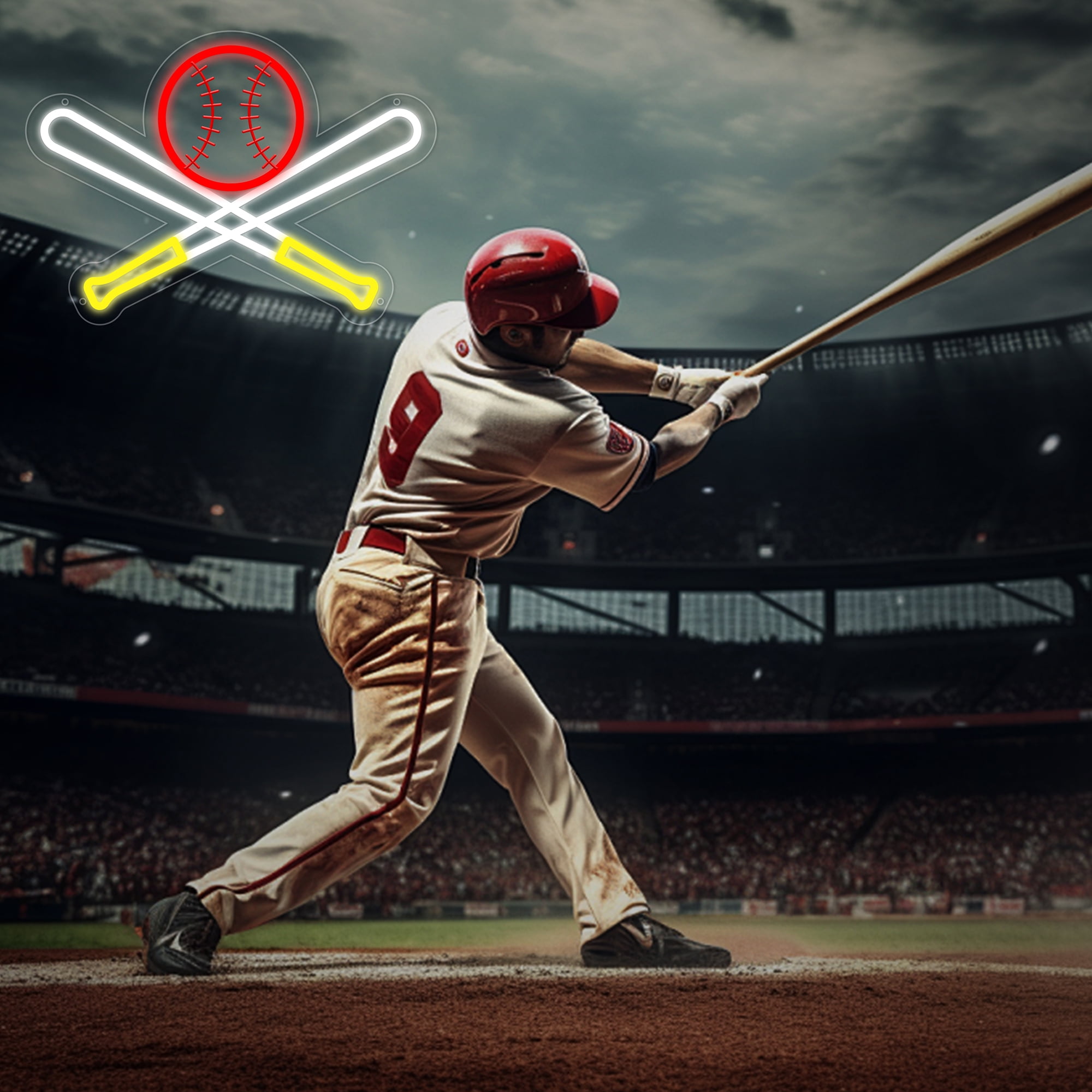 Baseball Neon Sign Dimmable Sport Wall Decor with USB Power, Gifts for Men & Boys Baseball Fan Accessories, Neon Sign for Wall Decor, LED Neon Lights for Man Cave