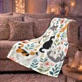 thumbnail image 6 of Playful Cats Botanical Flora, Playful Pet Portrait Pattern, Warm Flannel Blanket for Living Room and Bedroom, Cat Lovers Valentine's Day Gift, Pet Lover Home Decor, 6 of 9