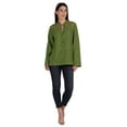 thumbnail image 2 of Moomaya Tunique Col Mandarin pour Femmes Manches Longues Été Coton Uni, 2 of 7