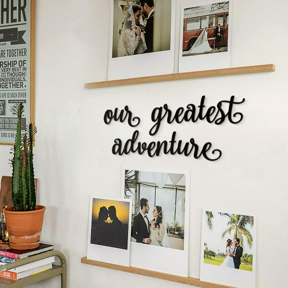 SUSSEXHOME Our Greatest Adventure Metal Sign - 3-Piece Metal Wall Art Set, Matte Black, Easy No-Drill Installation, Reusable Wall Decor for Living Room, Bedroom, Office - Modern Style