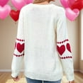 thumbnail image 3 of Women Cute Heart Sweaters Long Sleeve Valentines Day Sweater Crew Neck Casual Ribbed Knit Pullover Top White, M, 3 of 5