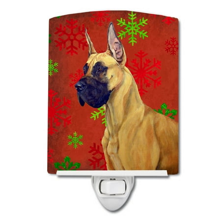 

Caroline s Treasures LH9310CNL Great Dane Red and Green Snowflakes Holiday Christmas Ceramic Night Light 6x4x3