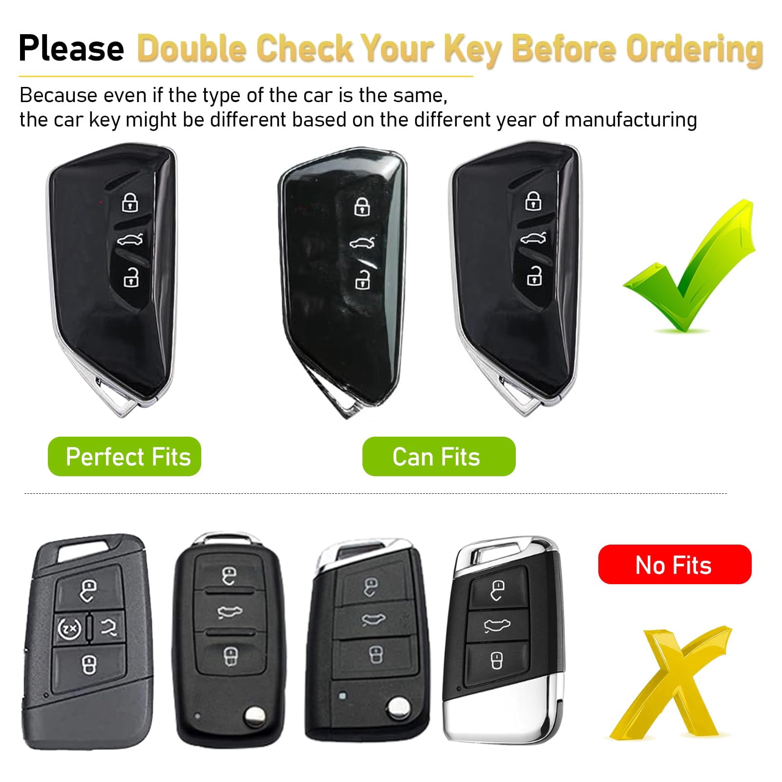 Compatible with Volkswagen Key Fob Cover Atlas Golf ID.4 Atlas Cross Sport,2022-2024 Golf ID.4 2024 2025 Atlas Cross Sport/Atlas Key Fob Case,Metal Shell & Soft Silicone Protection