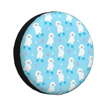 Gaeub Skating Poodle Fun 14-17in Tire Cover Spare Tire Cover for Camper Caravan Trailer Car Truck SUV Jeep-14 inch