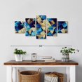 thumbnail image 2 of Elephant Stock Blue Abstract Geometric Wall Art - Horizontal Multi Panel Canvas - Living Room Wall Decor - Abstract Multi Panel - Blue And Beige Decor - 29" x 12", 2 of 4