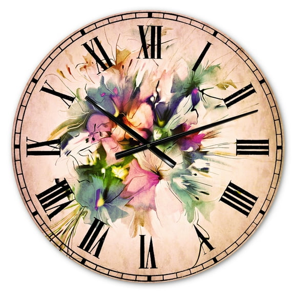 Designart 'Summer Colorful Flowers' Traditional wall clock