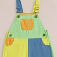 thumbnail image 4 of WUANDIXFA Toddler Boy Girl Romper Overall Shorts Contrast Color Suspender Romper Adjustble Shoulder Strap Baby Clothes (Blue, 6-12 Months), 4 of 4