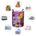thumbnail image 4 of Sikiie Fruit Parfait Colorful Print Round Dirty Clothes Basket, Waterproof Standing Foldable Storage Basket, for Laundry Room, Bedroom, Bathroom Storage-Medium, 4 of 6