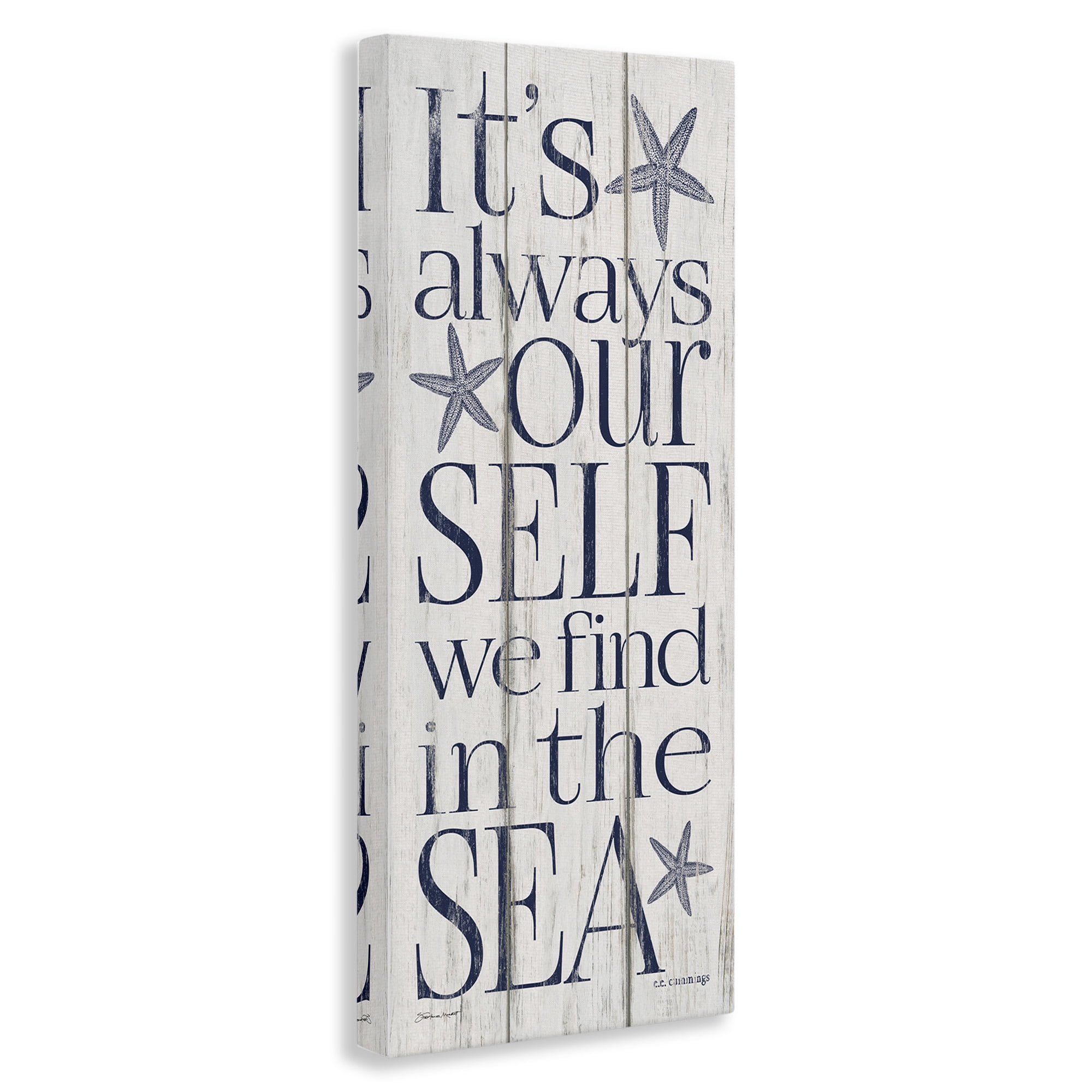 Stupell Industries Find Self In Sea Phrase Inspirational Painting Gallery Wrapped Canvas Art Print Wall Art, 20 x 48