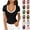 16# Black, variant on Ribbed Short Sleeve Tops for Women V Neck Ribbed Knit Color Block T Shirts Low Cut Fitted Casual Summer Basic Tees 2026 Red L