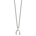 thumbnail image 3 of Stainless Steel Cable Necklace with Pendants Chain Chisel Polished CZ Wishbone on a 15.5 inch Multi-Link 11.5 mm, 3 of 5