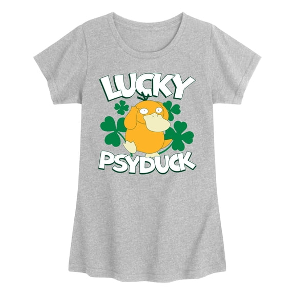 Pokémon - Lucky Psyduck - Youth Girls Fitted Short Sleeve T-Shirt