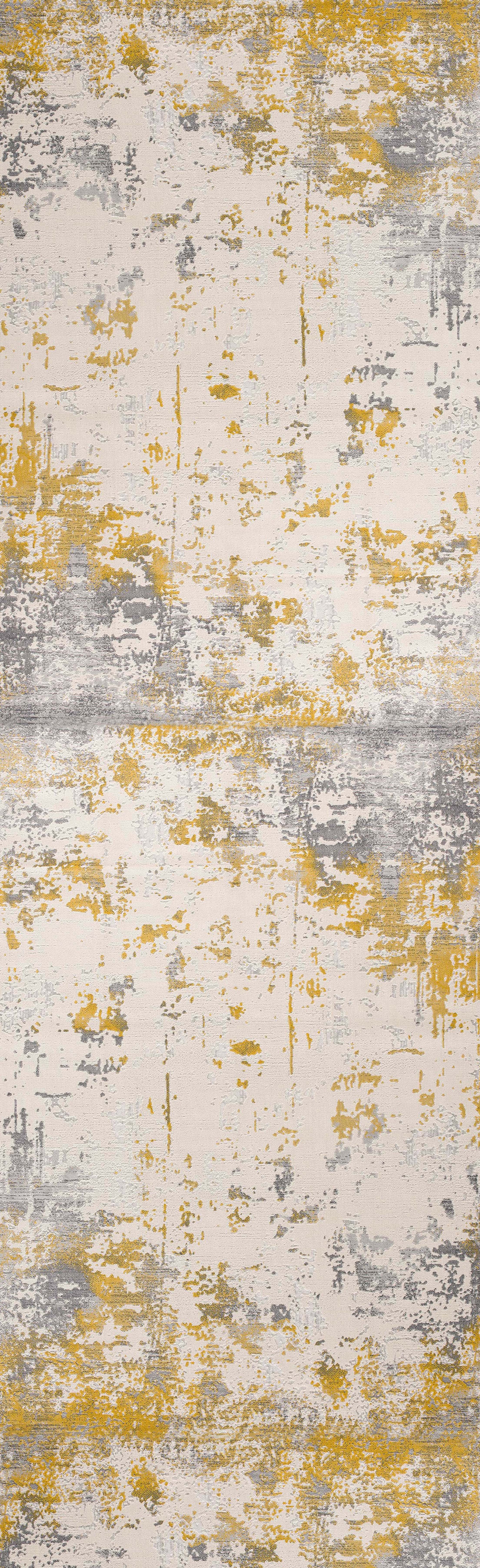 Rug Branch Vogue 2' x 6' (Exact Size: 2'3" x 6') Abstract Indoor Runner Rug, Gold Grey, Contemporary - Entryway, Hallway, Bathroom, and Kitchen