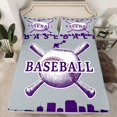 thumbnail image 3 of Homewish 3-Piece Ball Sports Player Twin Sheet Set, Grey Purple Baseball Teens Kids Decor, 3 of 8