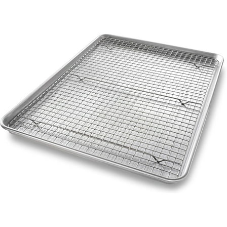 1607CR Bakeware Extra Large Sheet Baking Pan and Bakeable Nonstick Cooling Rack Set, XL, Metal