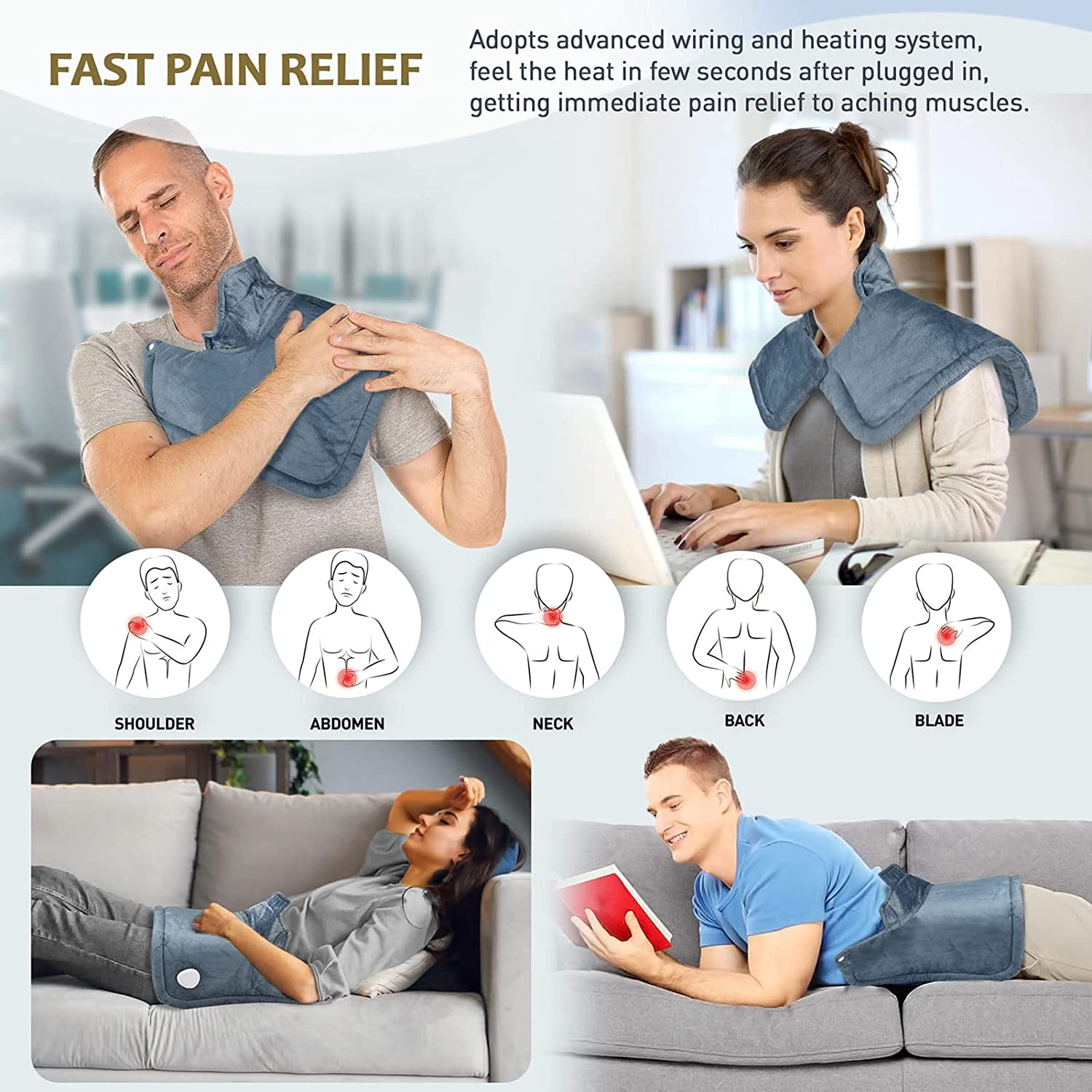 Heating Pad for Neck and Shoulders with 6 Heat Level Settings and 4 Le –  PatPat Wholesale