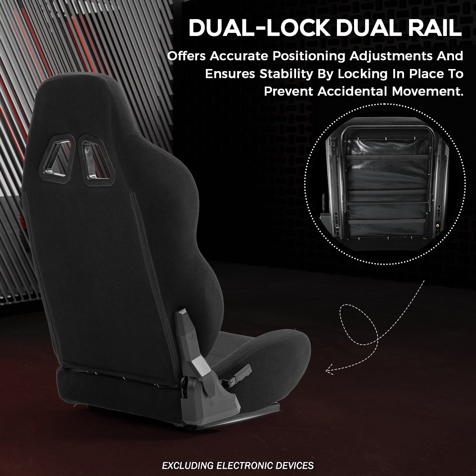 Supllueer Adjustable Gaming Racing Black Seat with Double Locking Slides Fit Most Racing Simulator Cockpit Wheel Stands