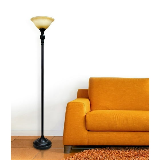 Elegant Designs Lf2001 Rbz Torchiere Floor Lamp 1 Light Elegant Designs Lf2001 Rbz Torchiere Floor Lamp 1 Light With Marbelized Amber Glass Shade Restoration Bronze Com