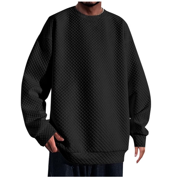 SSAAVKUY Men's Winter and Spring Tops Themed and Thick Shirts Long Sleeved Sweater Cool Sweatshirts Relaxed Loose Casual Pullover Black 10