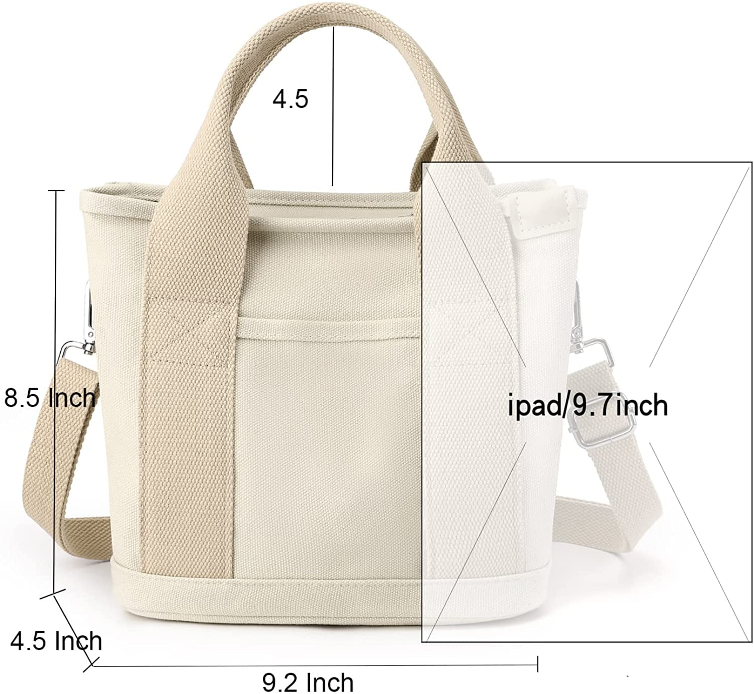 Small Cute Canvas Tote Crossbody Shoulder Bag Multiple Pockets Mini Casual Satchel Hobo Handbag Messenger Purse for Women