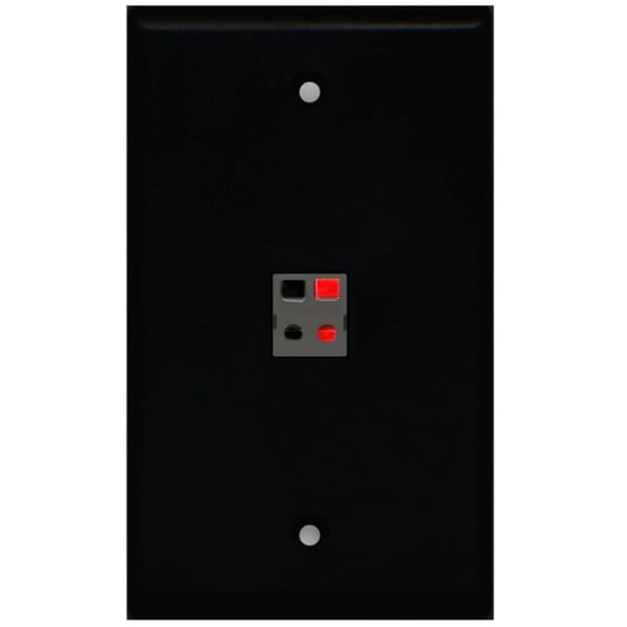 RiteAV - 1 Port Speaker Wall Plate - Black - Bracket Included