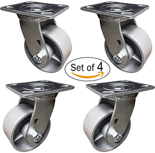 4 Count Swivel 8" x 2" Steel Wheel Casters CasterHQ Set of 4 Casters 