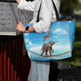 thumbnail image 4 of Wukai Elephant Giraffe Print Zipper Bag,large Beach Tote Bag,Waterproof Sandproof Bag,Grocery and Picnic Tote Travel Bag, 4 of 5