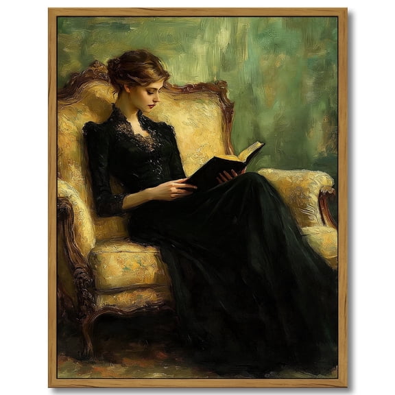 Drsoum Vintage Wall Art Classic Moody Elegant Woman Stands Reading a Book Victorian Wall Decor Kitchen Bathroom Office 11x14in Brown Framed
