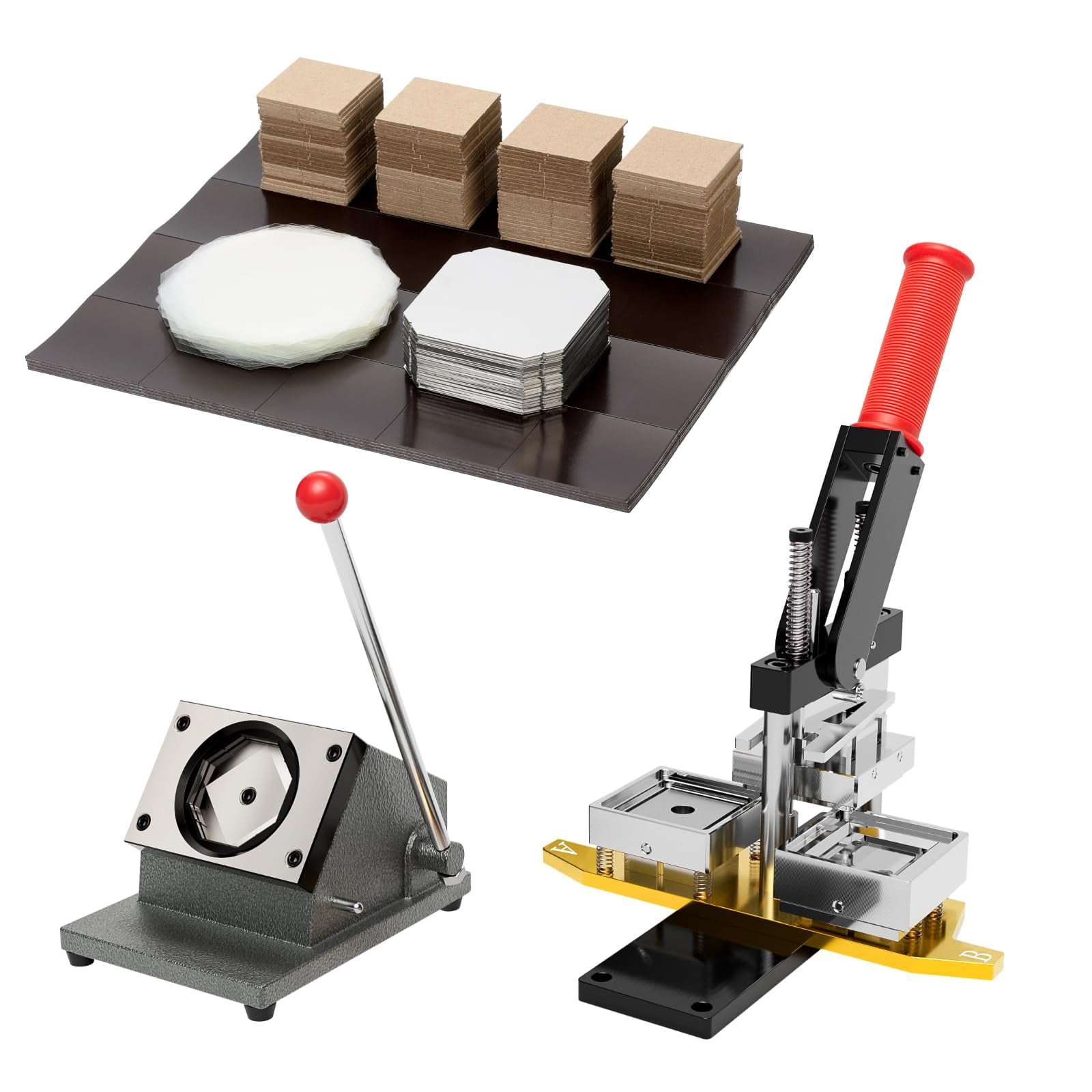 2x2inch Magnet Maker Machine DIY Photo Magnet Making Machine, Press Machine+Paper Cutter+100sets Materials