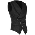 thumbnail image 4 of LOVZFMLL Jackets for Men's Medieval Solid Color Stage Irregular Button Sleeveless Top, 4 of 8