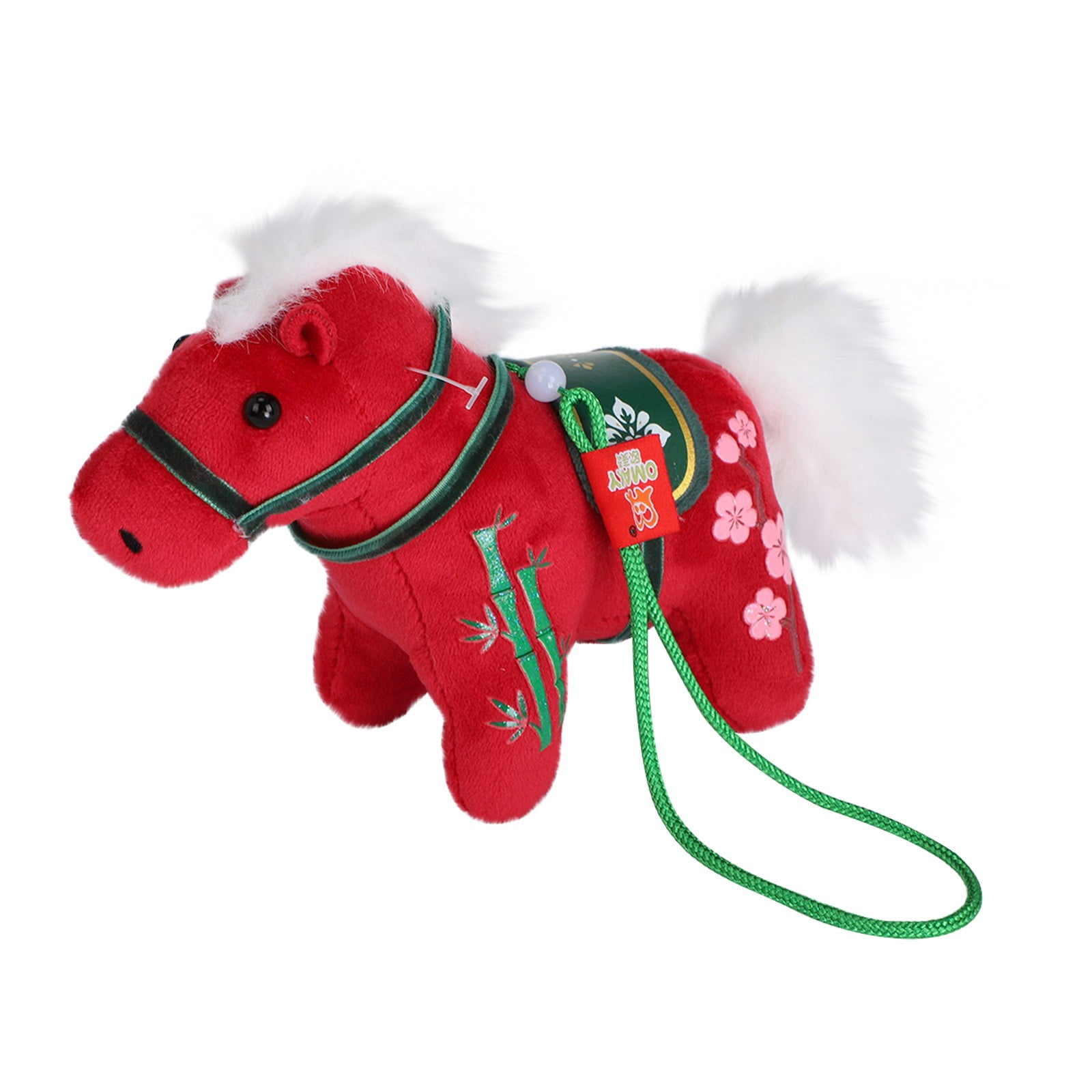 2026 Year of The Horse Chinese New Year Ornaments Cute House Plush Mascot Figurine Home Decor Gifts Indoor Outdoor Hanging Ornament for Car,Bag,Holiday,(1Pc / 7"X4")