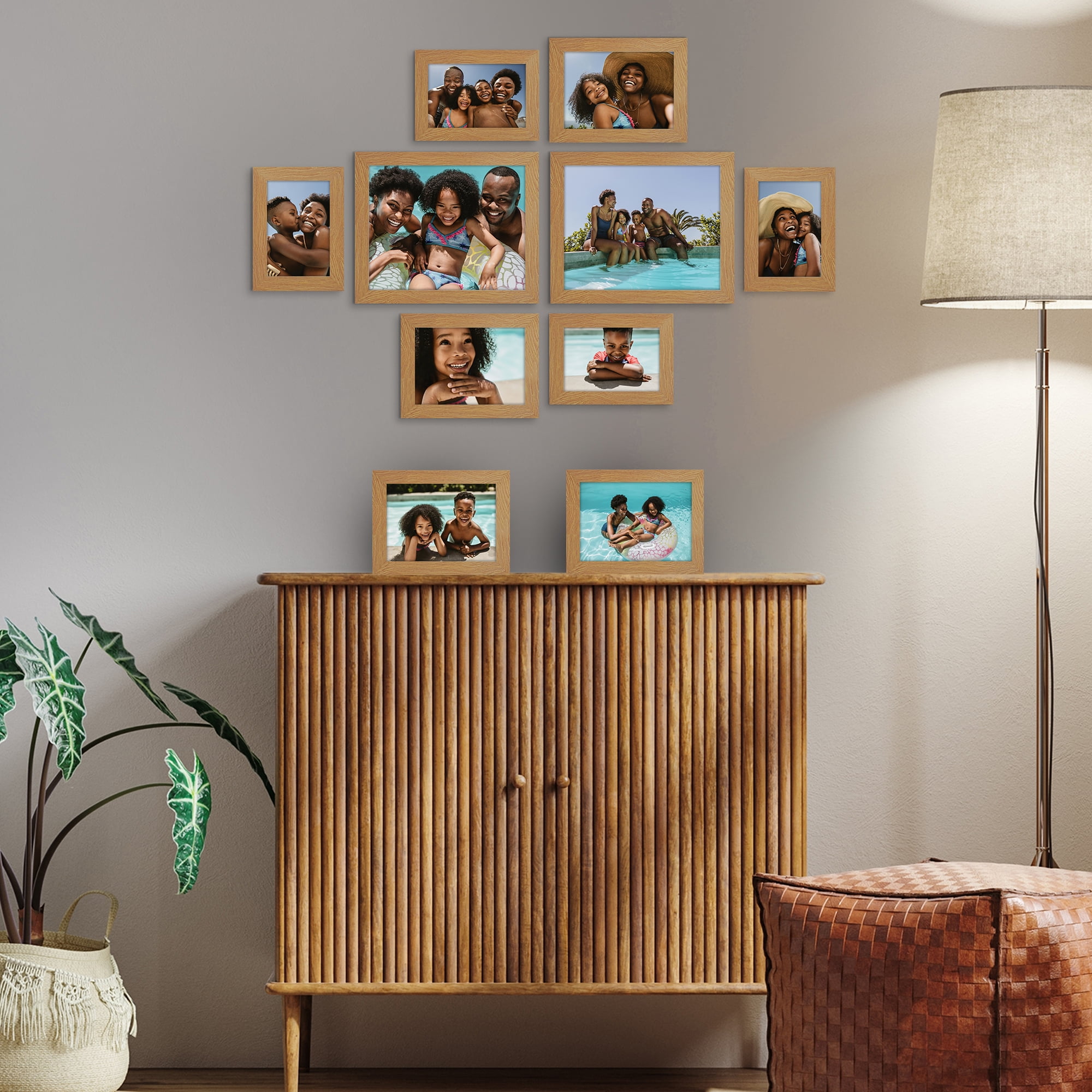 Americanflaf 10 Pack Picture Frame with Shatter-Resistant Glass 8x10, 5x7, 4x6 Gallery Wall Signature - Dark Oak