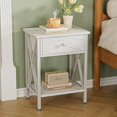 thumbnail image 2 of Nightstands Set of 2, Modern Bedside End Tables, Night Stands with Drawer and Storage Shelf for Living Room Bedroom, Industrial Metal Frame, 2 of 9