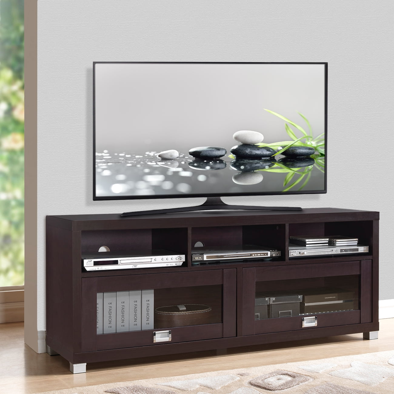 Entertainment Center TV Stand w/ Drawers Shelves For TV's Up to 75" in Hickory 