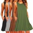 thumbnail image 2 of ALSLIAO - Vestido corto informal de verano para mujer, holgado, sin mangas, para playa, color marrón, talla 2XL, 2 of 8