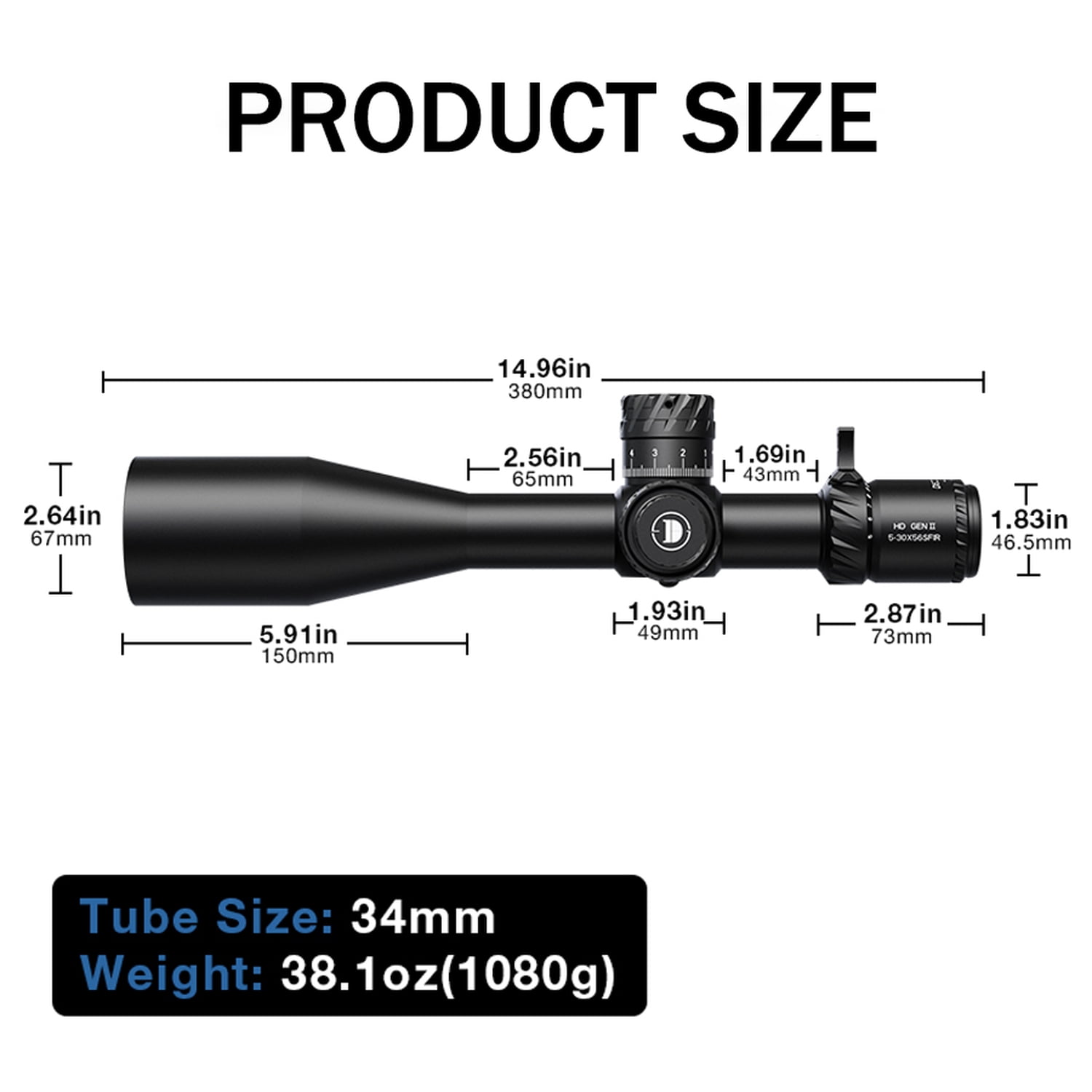 DISCOVERYOPT HD GEN2 5-30X56 Long-Range Shooting Riflescope Side Focus 34mm With Illuminated Reticle
