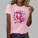 thumbnail image 2 of Mujeres Pantalones Cortos de Verano Flor Impresión Cuello Redondo Manga Corta Superior, Casual, 2 of 4