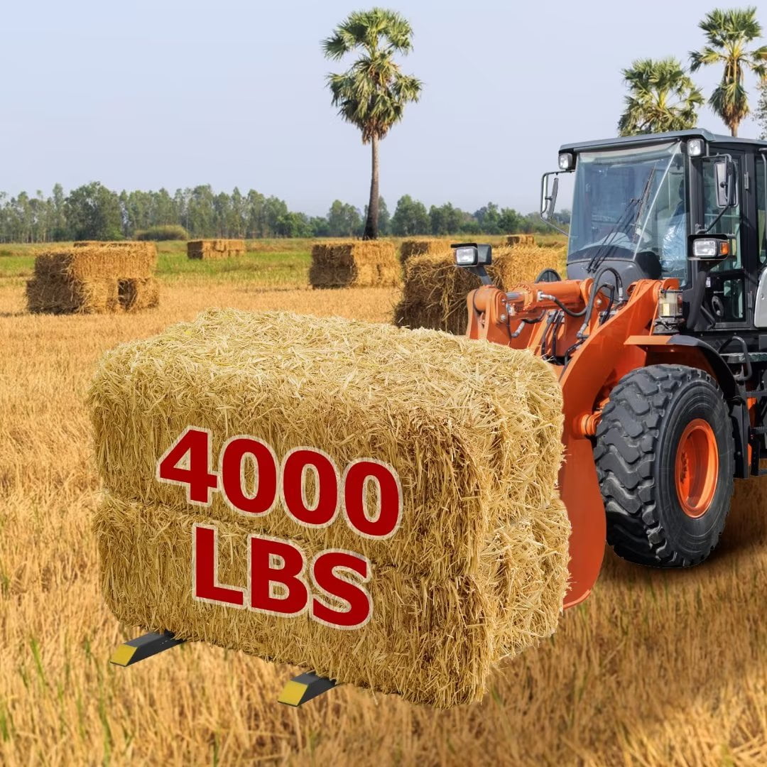 Upgrade 60" Clamp on Pallet Forks with AntiSlip Tongue, Twin Screw