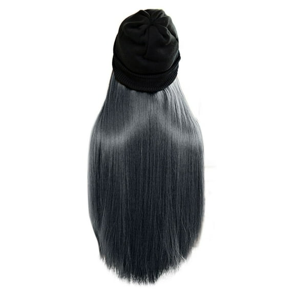 〖SUCS〗Long Straight Wig Hat Hooded Wig Winter Cap Caps Casual Women Wig Hats with Hair