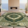 thumbnail image 2 of Design&I 3'x5' Ultra Soft Throw Mat, Damask Ornate Lattice Border Dining Table Round Circle Vintage Playful None Fluffy Washable Easy Care Indoor rug for Bedside Hallway, 2 of 7