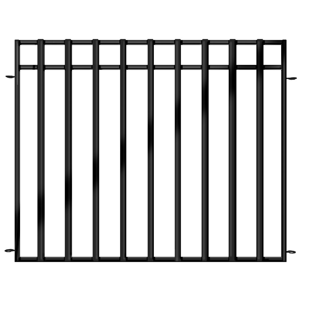 Yardlink Black Steel 3Rail Fence Panel, 34 inch H x 45 inch W