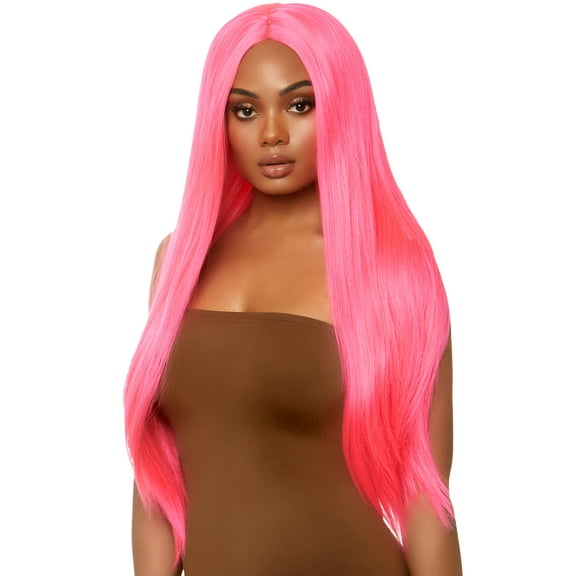 33 Inch Long Straight Center Part Wig Raspberry