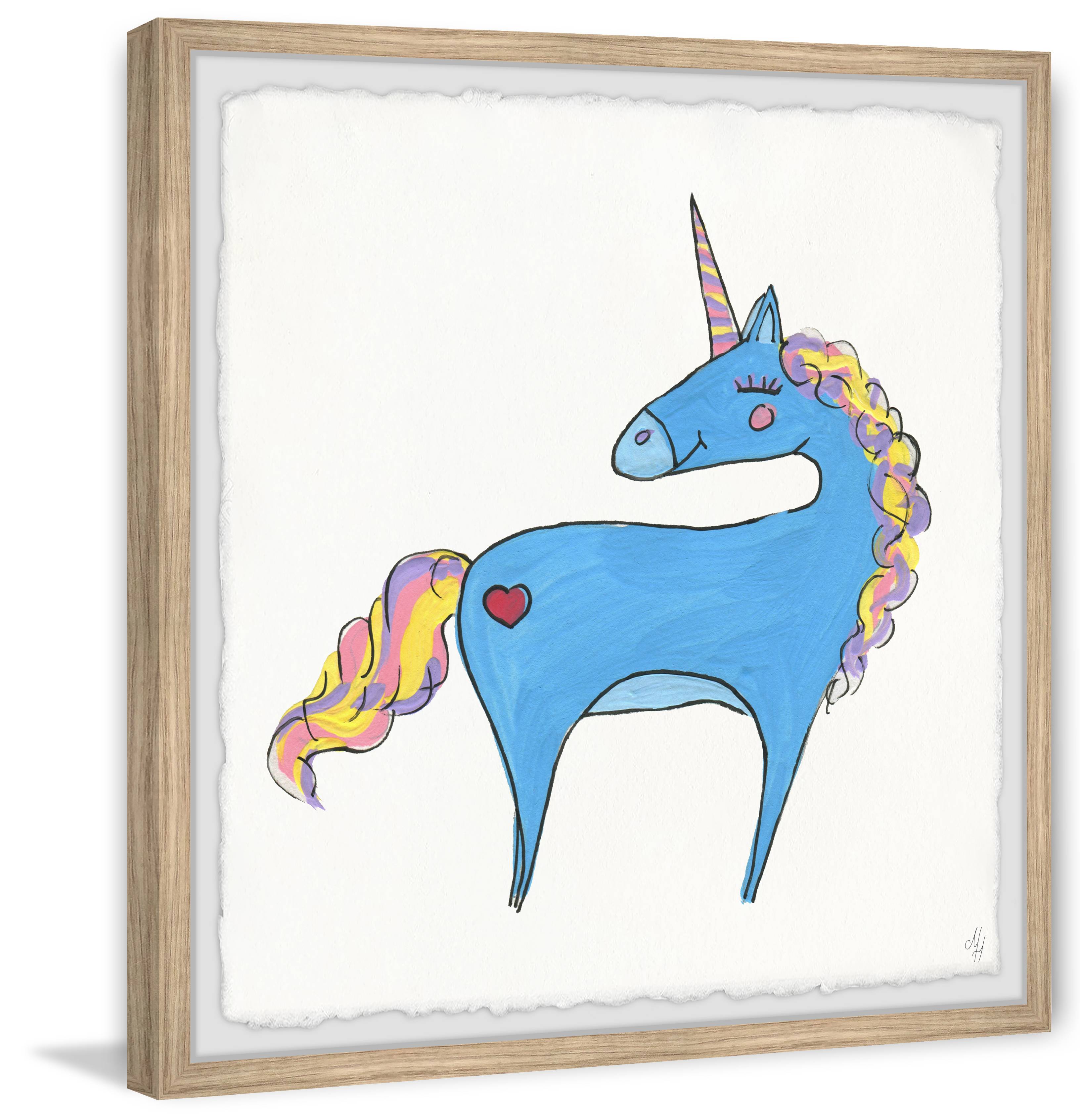 Marmont Hill Cute Unicorn Heart Framed Wall Art