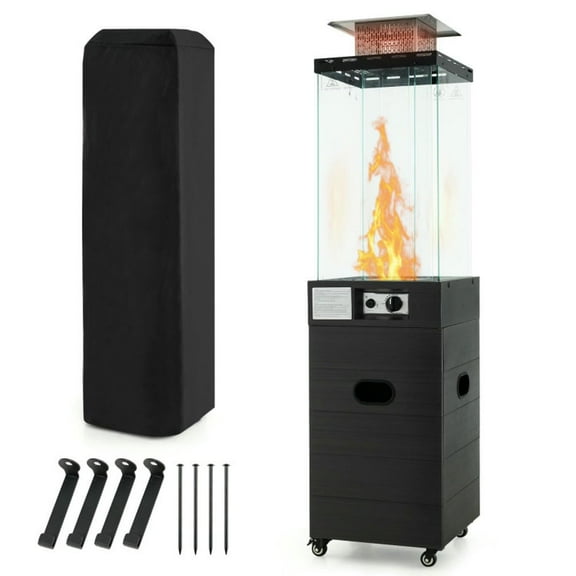 YYAo Patio Heater, Outdoor Patio Heater,40000 BTU Patio Heater Outdoor Propane Gas Heater with Cover and Wheels-Black