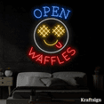 thumbnail image 3 of Craftnamesign Waffles Neon Signs, Open LED Sign, Waffles Bakery Shop Decor, 3 of 4